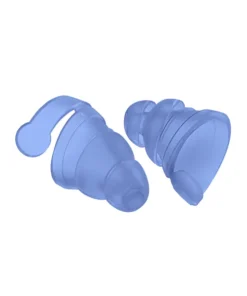 Two blue BOLLSEN Earplugs Hearing Protection with a curved design, resting on a white background.