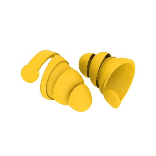 Yellow BOLLSEN Earplugs Hearing Protection, featuring a spiral design and smooth surface.