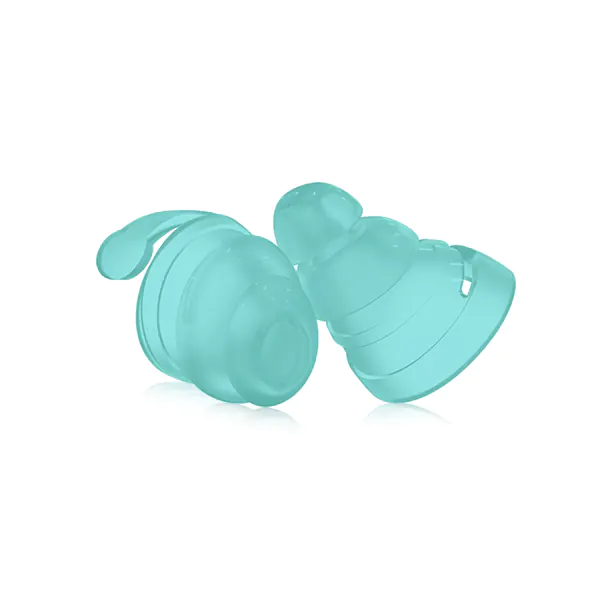 Turquoise BOLLSEN Earplugs Hearing Protection, featuring a smooth, rounded design and flexible tips.