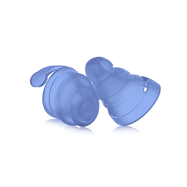Two blue BOLLSEN Earplugs Hearing Protection with a smooth, rounded design.