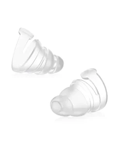 Transparent BOLLSEN Earplugs Hearing Protection with a spiral design, resting on a white background.