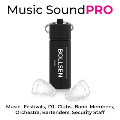 BOLLSEN Music SoundPRO Earplugs for Music - Music, Festivals, DJs, Clubs, Band Members, Orchestra, Bartenders, Security Staff