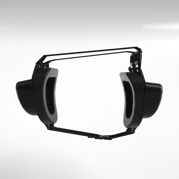 Black hearing protection earmuffs with a flexible frame, designed for comfort and safety.
