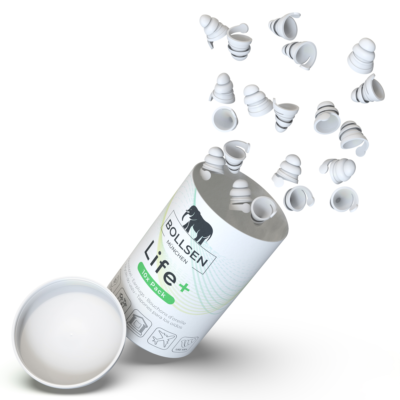 BOLLSEN Life plus 10x Pack tube with ten pairs of white silicone earplugs