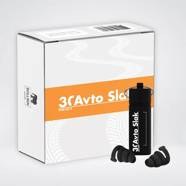 Avto Slak branded white earplug box
