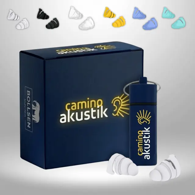 Camino Akustik branded navy earplug box