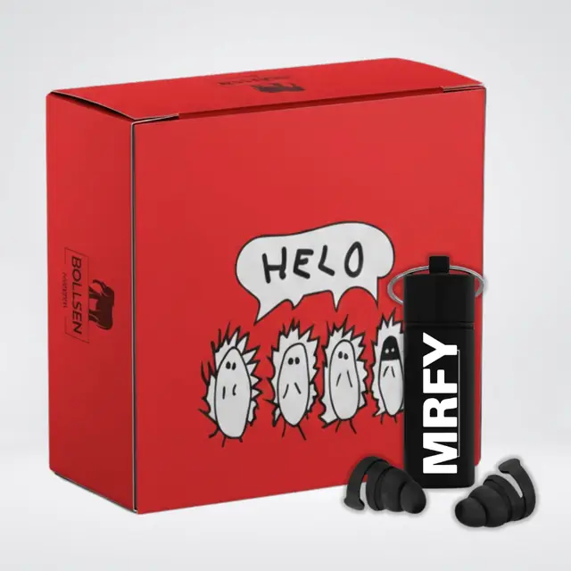 HELO personalised red earplug box