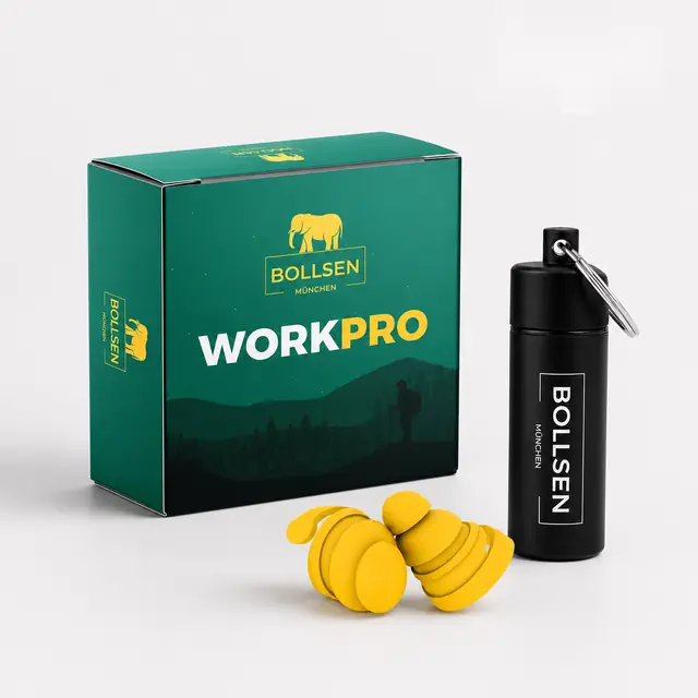 BOLLSEN WorkPRO box with yellow earplugs and black case